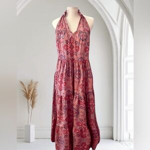 Anthropologie | Boemo Women’s KALEIDO Bohemian Paisley Halter V-Neck Maxi Dress